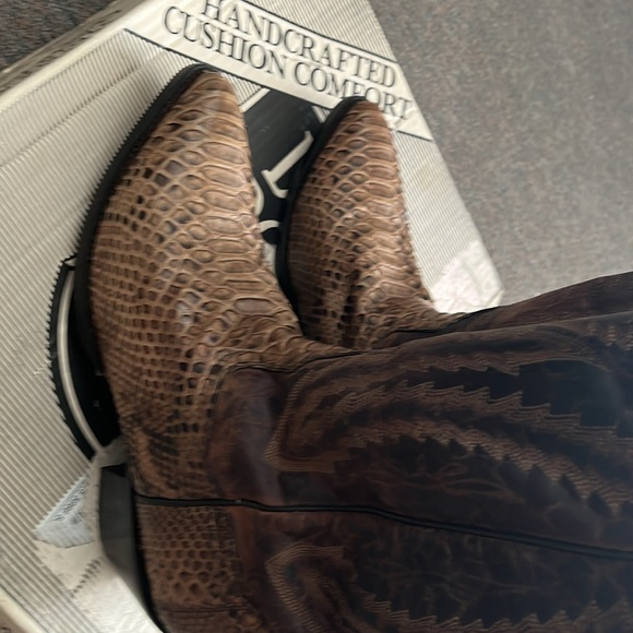 Brown/Tan Dan Post Men Genuine Python Skin Cowboy Boots. Worn 2x. 10D - Picture 4 of 8